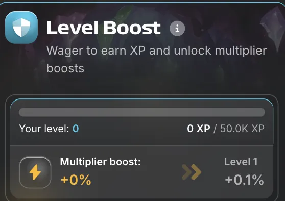 Fish Tank Game Level Boost panel showing XP progress bar and multiplier boost percentage